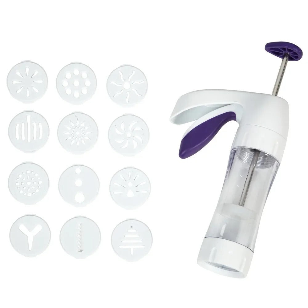 13-Piece Cookie Press Set – Spritz Cookie Maker with 12 Shapes