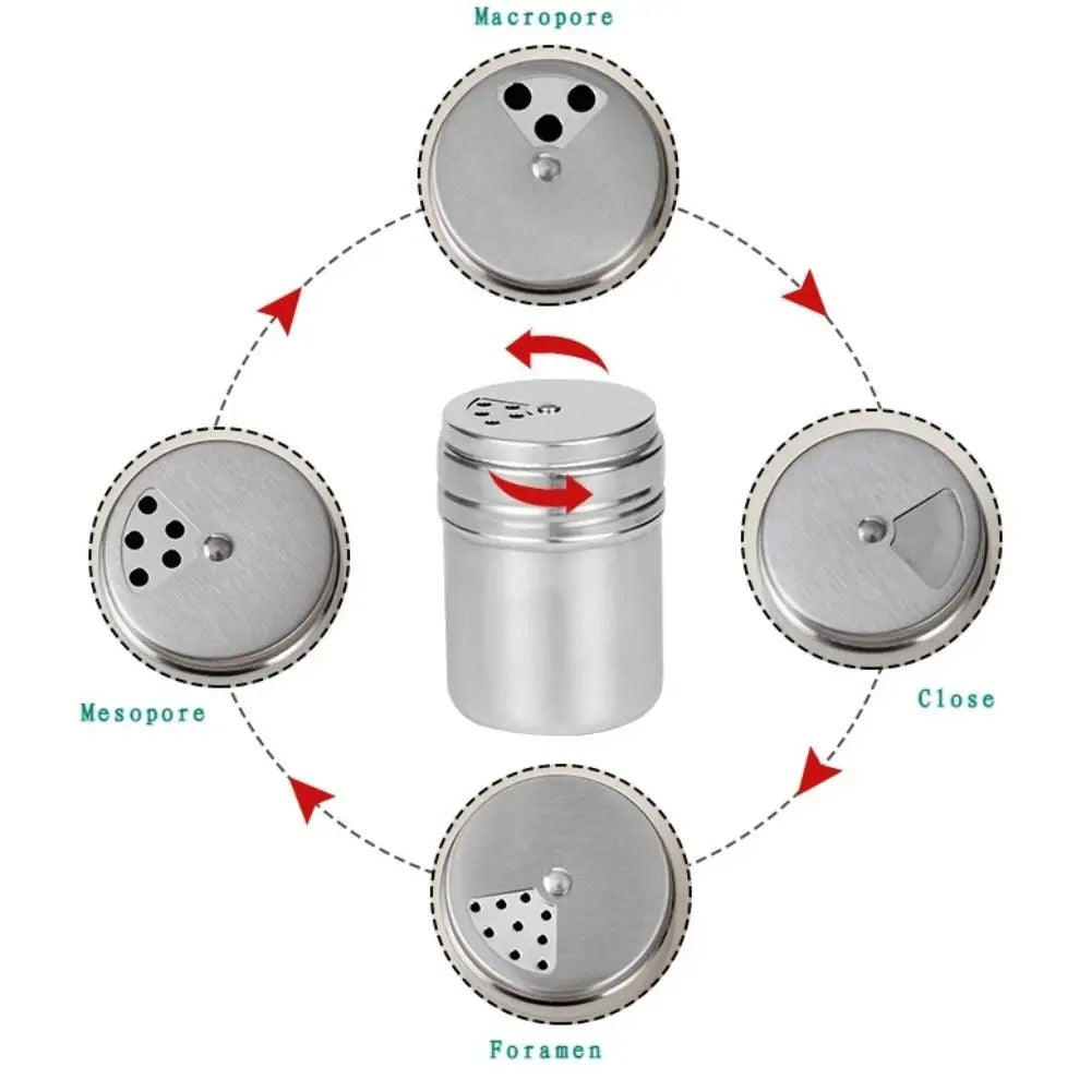 Stainless Steel Seasoning Jar – Rotating Spice & Salt Shaker
