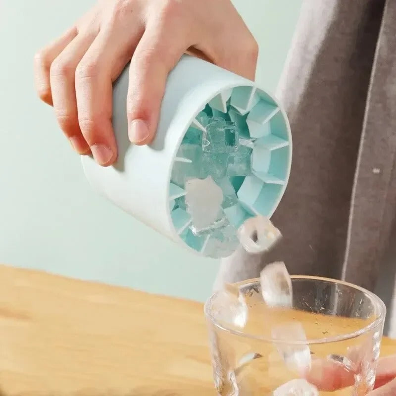 Silicone Round Ice Cube Mold – Reusable Ice Maker with Ice Bucket