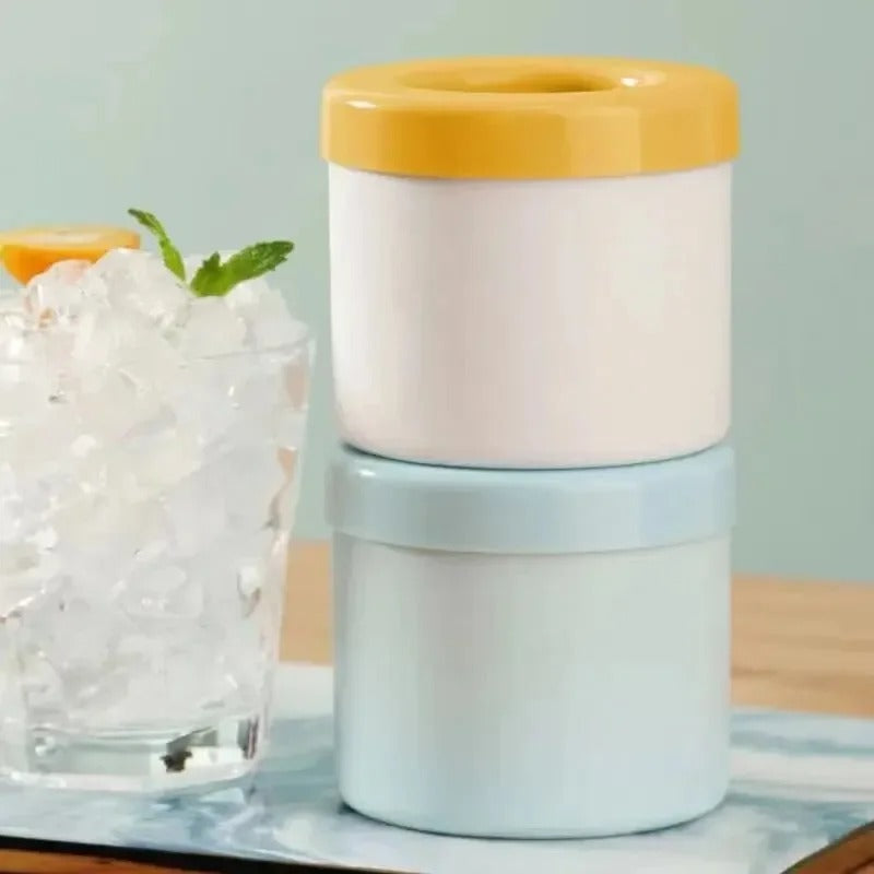 Silicone Round Ice Cube Mold – Reusable Ice Maker with Ice Bucket