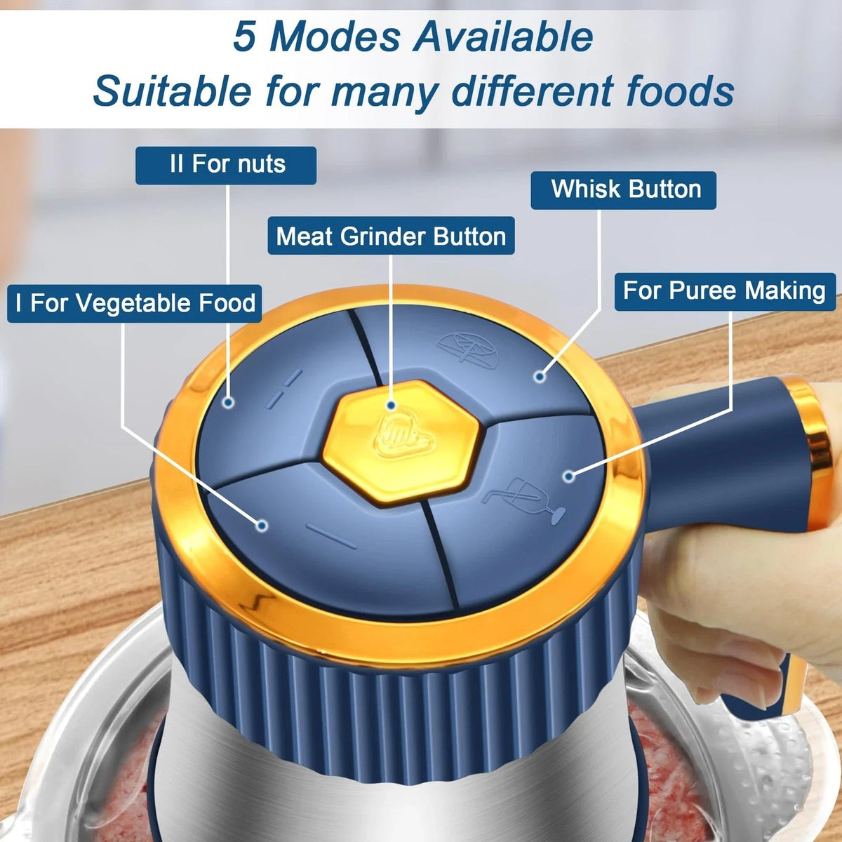 5L Electric Food Chopper – 304 Stainless Steel Meat & Vegetable Processor