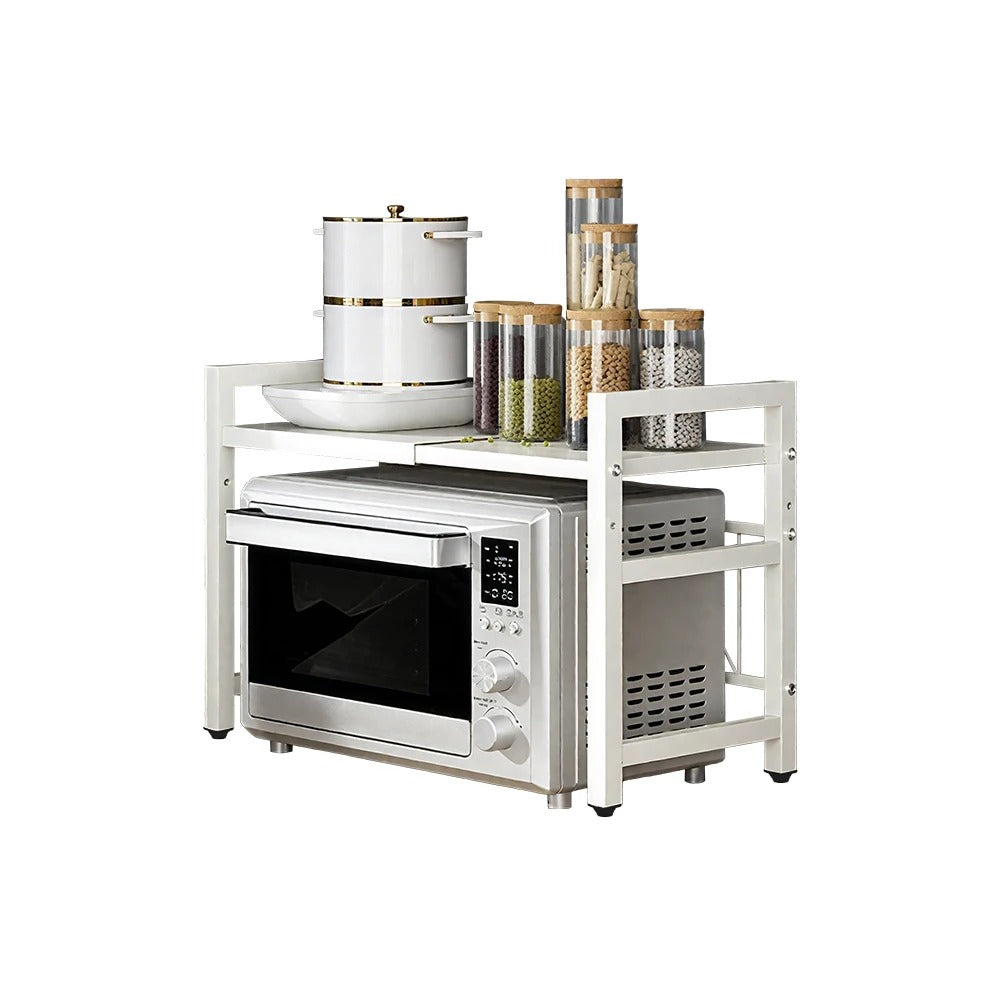 Expandable Microwave Shelf Organizer 42–64cm – Adjustable Countertop Storage Rack for Kitchen & Tableware