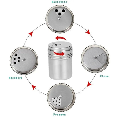 Stainless Steel Seasoning Jar – Rotating Spice & Salt Shaker